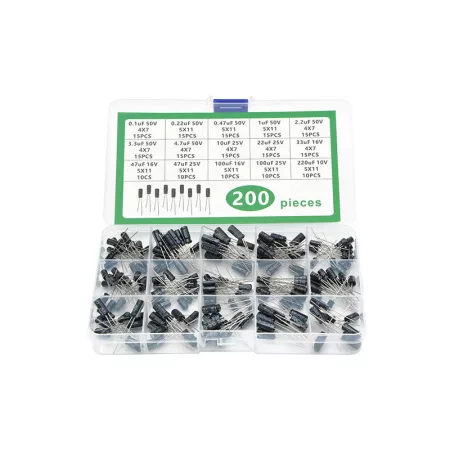Elektrolit kondenzátor készlet 200 db (0.1 µF - 220 µF) Elektrolit kondenzátor készlet 200 db (0.1 µF - 220 µF)