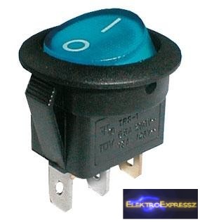 CZ-02620018 billenő kapcsoló 2pol./3pin ON-OFF 250V/6A (kerekített) - átlátszó kék