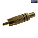 RCA csatlakozó (fém) aranyozott  fekete jelölés
