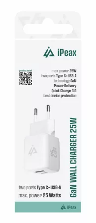 Adapter USB iPEAX GaN USB/USB-C 90010130 White