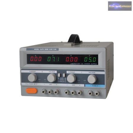 Labortápegység GLPS 3005E 2x0-30V / 0-5A + (5V-3A)