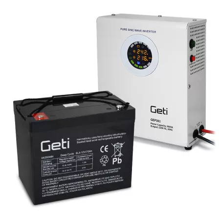GETI GEP501 szinuszos tartalék áramforrás 500W Fali + 70Ah akkumulátor
