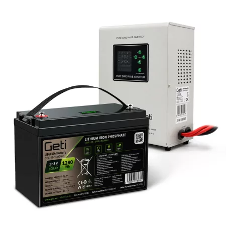 GETI GEP701LF 700W (1000VA) szinuszhullámú UPS + 100Ah LiFePO4 akkumulátor