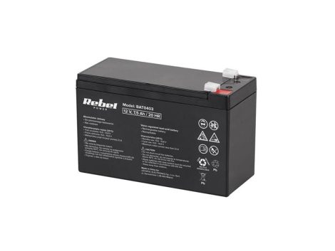 Lead-acid battery 12V/7.5Ah REBEL BAT0403