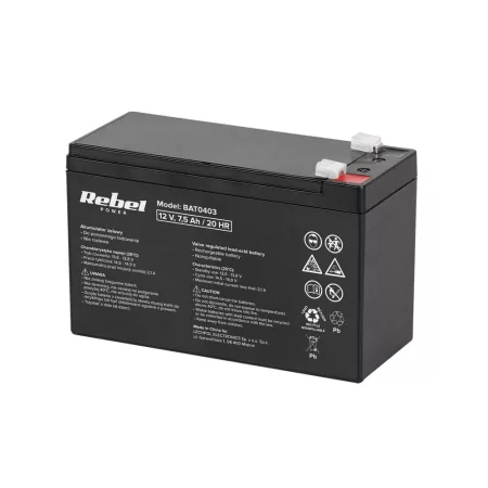 Ólom-sav akkumulátor 12V 7.5Ah REBEL BAT0403