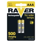 Újratölthető AAA (R03) elem 1,2V/400mAh RAVER solar 2db Újratölthető AAA (R03) elem 1,2V/400mAh RAVER solar 2db