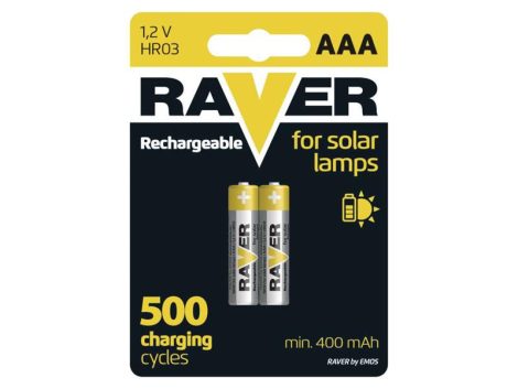 Battery AAA (R03) rechargeable 1,2V/400mAh RAVER solar 2pcs