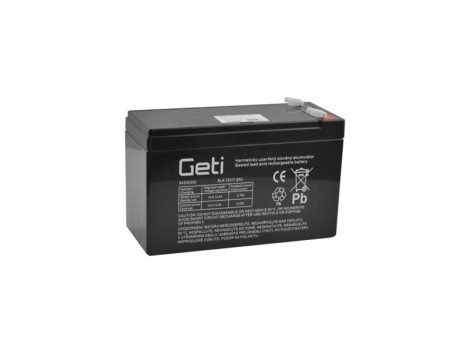 Sealed lead acid battery 12V 7.5Ah GETI (connector 6,35 mm)