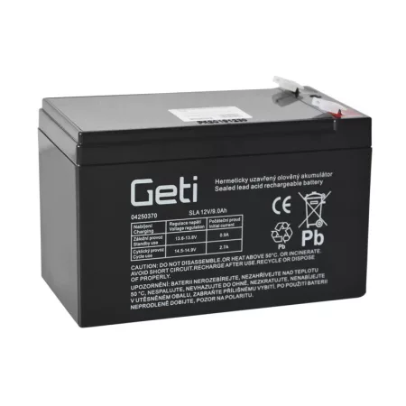Zárt ólom-sav akkumulátor 12V 9Ah GETI (6,35 mm csatlakozó)