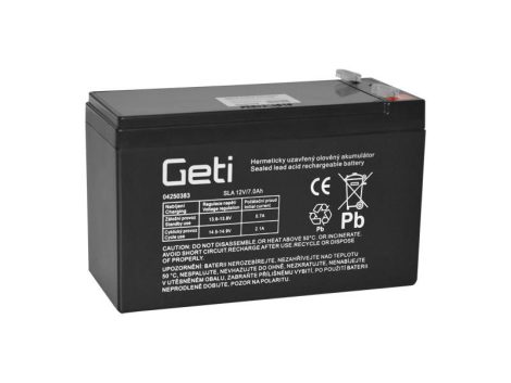 Lead acid battery 12V 7.0Ah GETI (connector 4.75 mm)