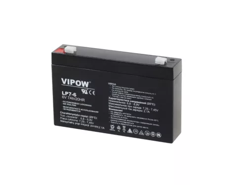 Zárt ólom-sav akkumulátor 6V 7Ah VIPOW BAT0207