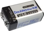   Rechargeable Li-Ion 9V 420mAh 6F22 battery, Doublepow, USB-C power supply