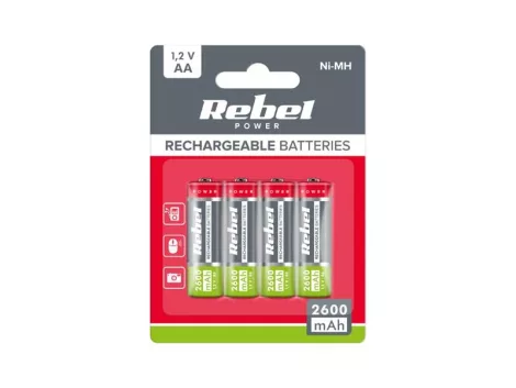 AA (R06) rechargeable batteries 1,2V/2600mAh REBEL 4pcs / blister BAT2012