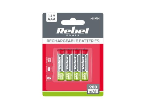 AAA (R03) rechargeable batteries 1,2V/900mAh REBEL 4pcs / blister BAT2013