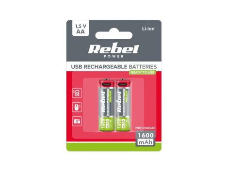 AA (R06) rechargeable batteries 1,2V/1600mAh REBEL 2pcs / blister BAT2014
