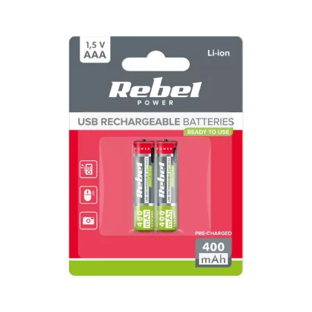 AAA (R03) rechargeable batteries 1,2V/400mAh REBEL 2pcs / blister BAT2015 AAA (R03) rechargeable batteries 1,2V/400mAh REBEL 2pcs / blister BAT2015