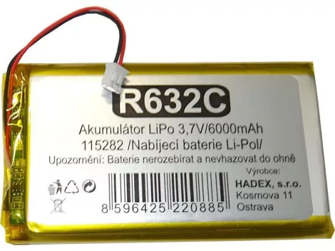 Rechargeable LiPo battery 3,7V/ 6000mAh 115282 HADEX