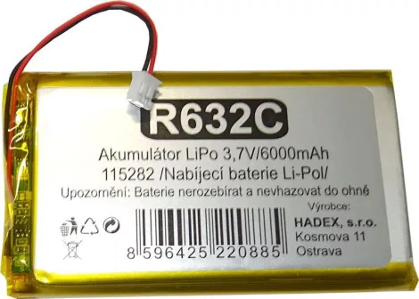 Újratölthető LiPo akkumulátor 3,7V/ 6000mAh 115282 HADEX Újratölthető LiPo akkumulátor 3,7V/ 6000mAh 115282 HADEX