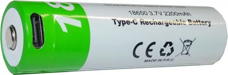 Rechargeable Li-Ion battery ICR18650 3,7V/2000mAh TINKO USB-C