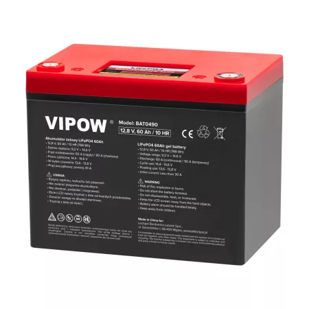 LiFePO4 akkumulátor 12,8V 60Ah VIPOW BAT0490 BMS-sel LiFePO4 akkumulátor 12,8V 60Ah VIPOW BAT0490 BMS-sel
