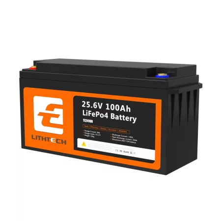 LiFePO4 akkumulátor napenergia rendszerekhez – LITHTECH TE24100 25.6V 100Ah, Bluetooth, BMS, IP66 LiFePO4 akkumulátor napenergia rendszerekhez – LITHTECH TE24100 25.6V 100Ah, Bluetooth, BMS, IP66