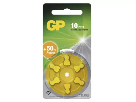 Hearing aid batteries GP ZA10 (PR70), 6 pcs.