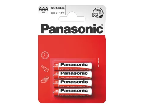 Battery AAA (R03) Zn-Cl PANASONIC Red 4pcs / blister
