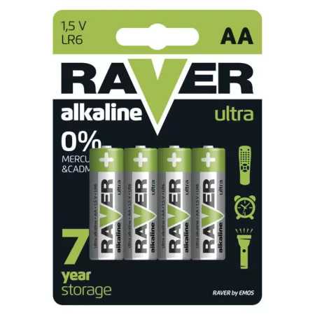 AA (R6) alkáli elem RAVER 4db
