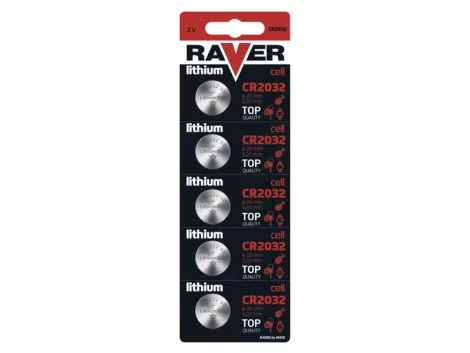 Battery CR2032 RAVER lithium 5pcs Battery CR2032 RAVER lithium 5pcs