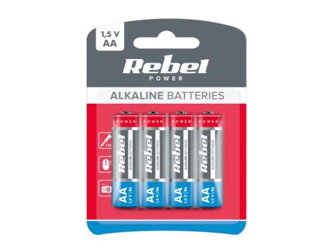 Battery AA (R6) alkaline REBEL Alkaline Power 4pcs / blister BAT0061B