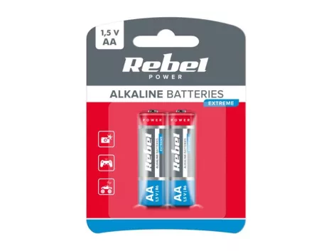 Battery AA (R6) alkaline REBEL EXTREME Alkaline Power 2pcs / blister BAT0091B