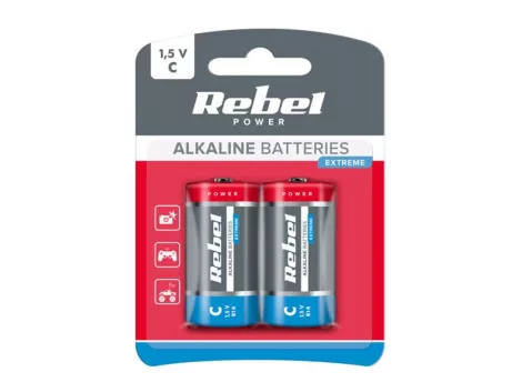 Battery C (R14) alkaline REBEL EXTREME Alkaline Power 2pcs / blister BAT0093B