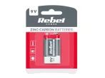 Battery 6F22 (9V) Zn-Cl REBEL 1pc / blister BAT0082B