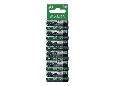 Battery AAA R03/UM4 Extra power Zn-Cl QTEC P1471 12 pcs / blister