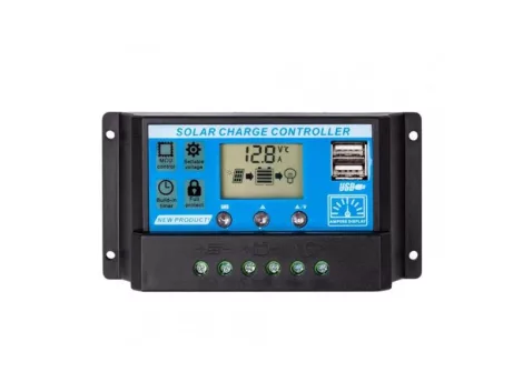 Solar controller PWM 12-24V/20A+USB for Pb batteries, LiFePO4, Li-ion
