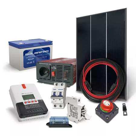 SOLARFAM 180Wp solar island set, 12V, battery 100Ah, inverter 230VAC 600W