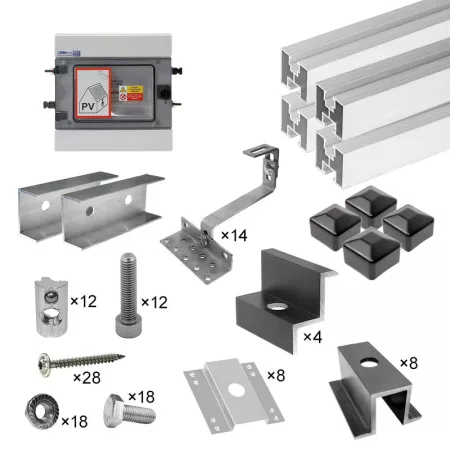 Mounting system for solar water heating (5 panels, tiled roof)