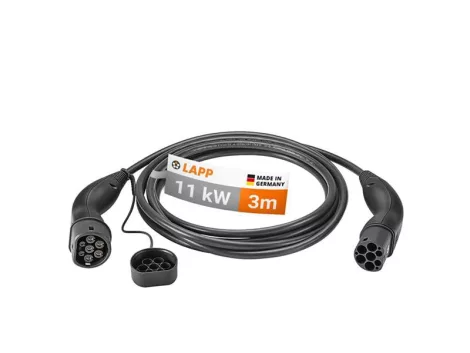 Charging cable LAPP 75747 type 2 11kW 20A 3 phase 3m for electric car