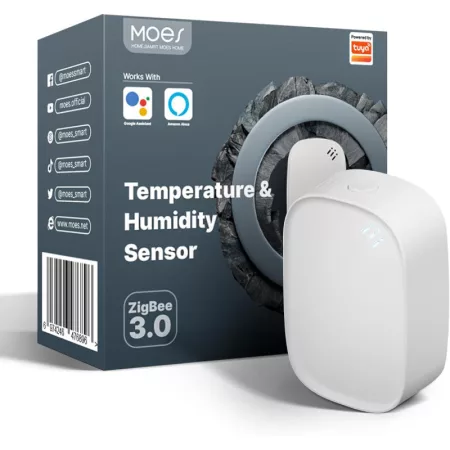 Okos hőmérséklet- és páratartalom érzékelő MOES ZSS-S01-TH-C-MS ZigBee Tuya