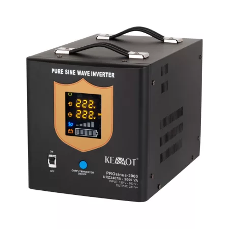 KEMOT PROsinus-2000 12V 230V 2000VA 1200W fekete színű tartalék tápegység