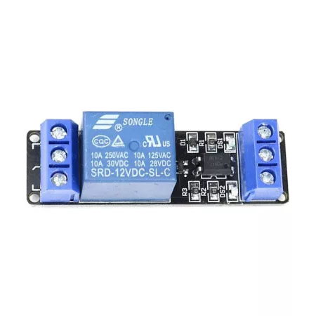 Relémodul 1x, tápegység 12V, optokapcsolóval