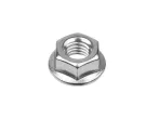 Hexagonal nut with stainless steel M10 collar, toothed Hexagonal nut with stainless steel M10 collar, toothed