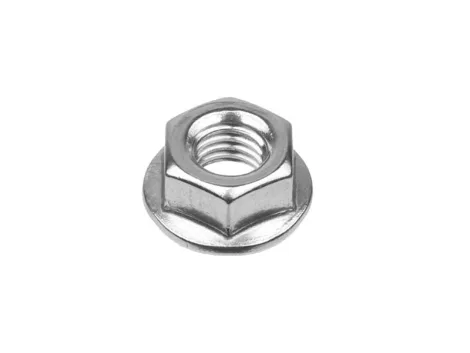 Hexagonal nut with stainless steel M10 collar, toothed