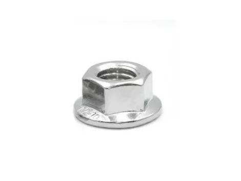 Hexagonal nut with stainless steel collar M8, toothed Hexagonal nut with stainless steel collar M8, toothed
