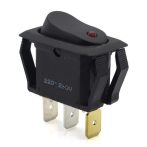 Világító billenő kapcsoló. 250V/16A. Piros világítással. Világító billenő kapcsoló. 250V/16A. Piros világítással.