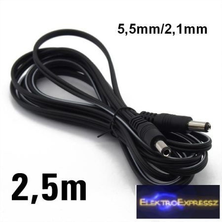 ET-7600C DC dugó - DC dugó kábel 5,5<-->2,1mm 2,5m