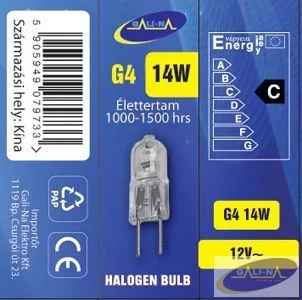 GE-G412V14W Eco-halogén izzó G4 12V 14W