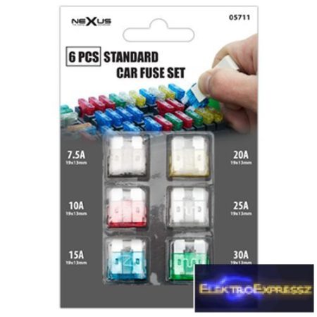 GA-05711 Késes biztosíték egységcsomag 7.5A, 10A, 15A, 20A, 25A, 30A 