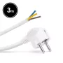   Hálózati szerelhető tápkábel dugóval - 3 m kábellel - 3 x 1,5 mm² - fehér