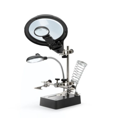 Paneltartó nagyítóval és krokodilcsipeszekkel Paneltartó nagyítóval és krokodilcsipeszekkel